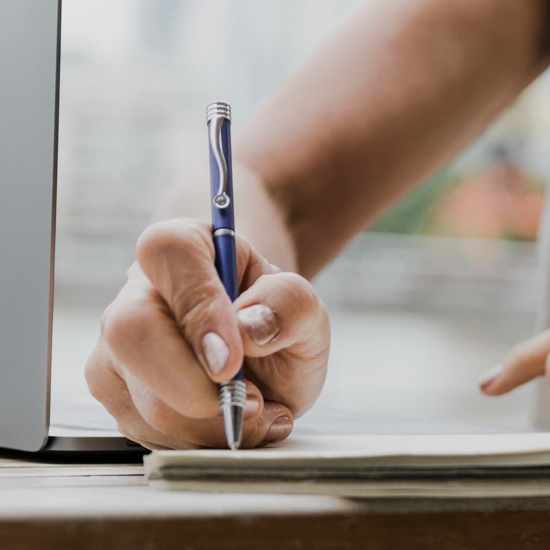 Woman sharing by writing