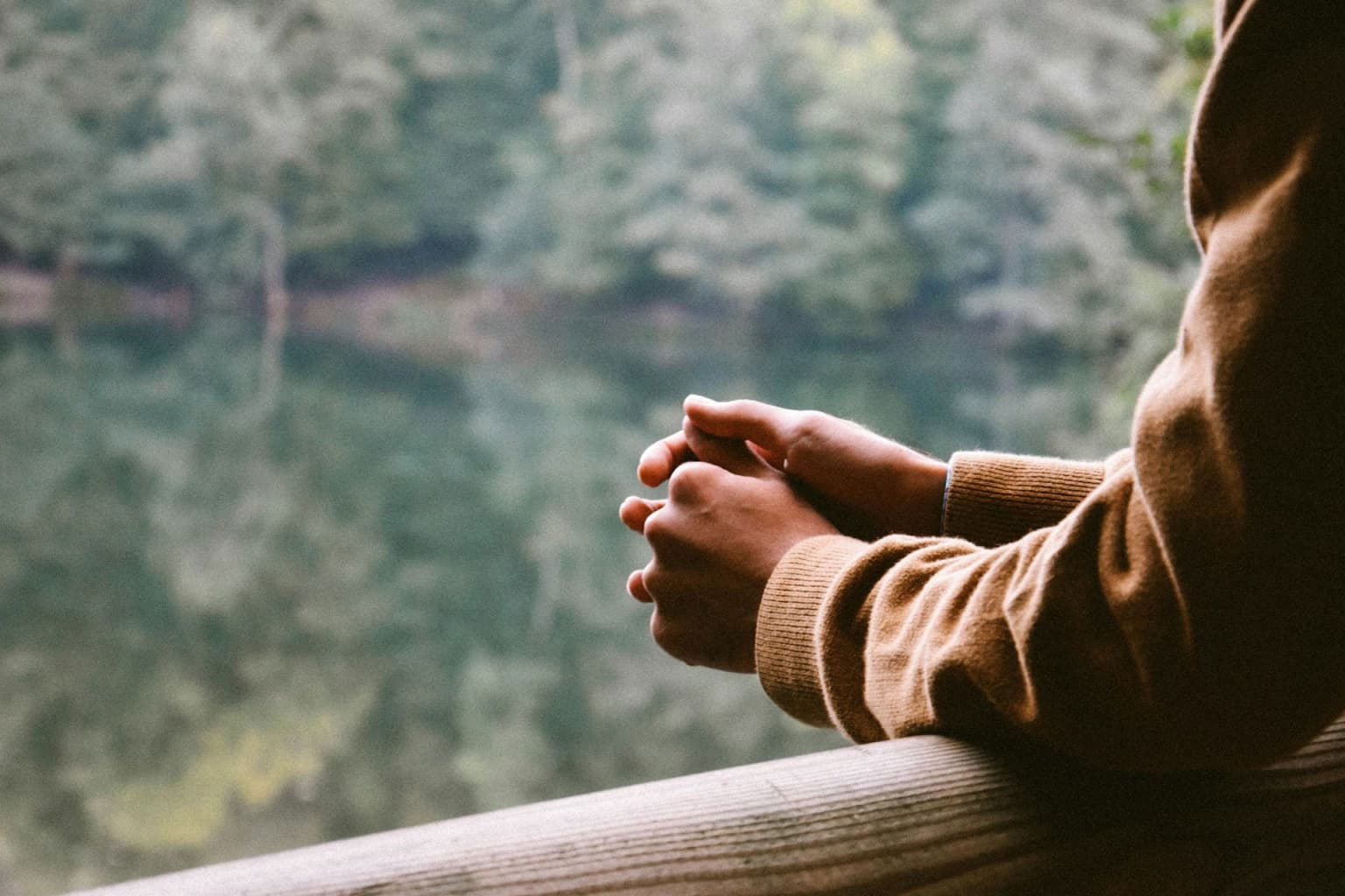 Woman Hands Survivor outdoor contemplation