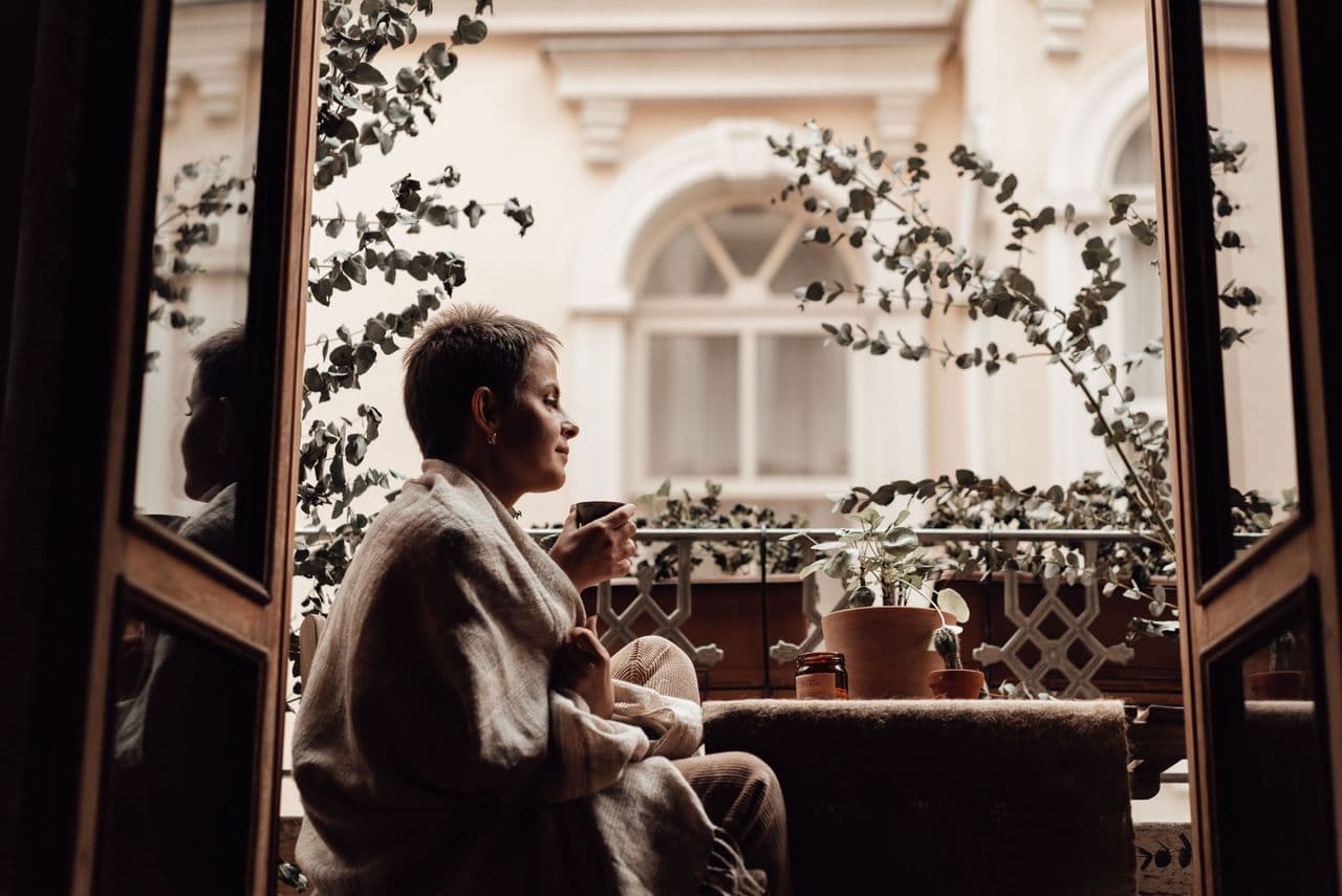 Woman early morning remembering her strengths