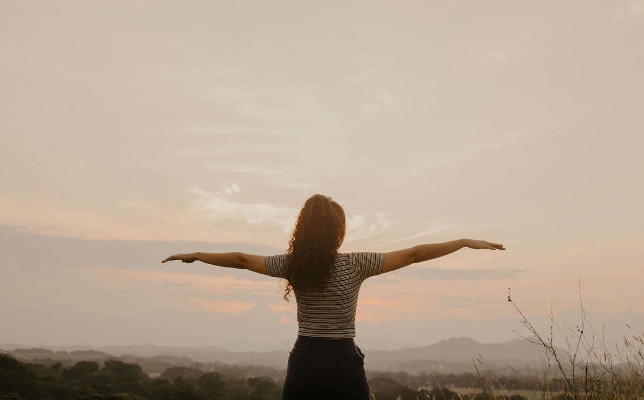 Woman connecting with nature